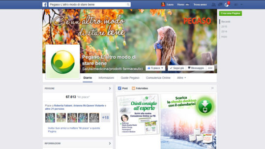 Social media management Facebook Pegaso, prodotti naturali
