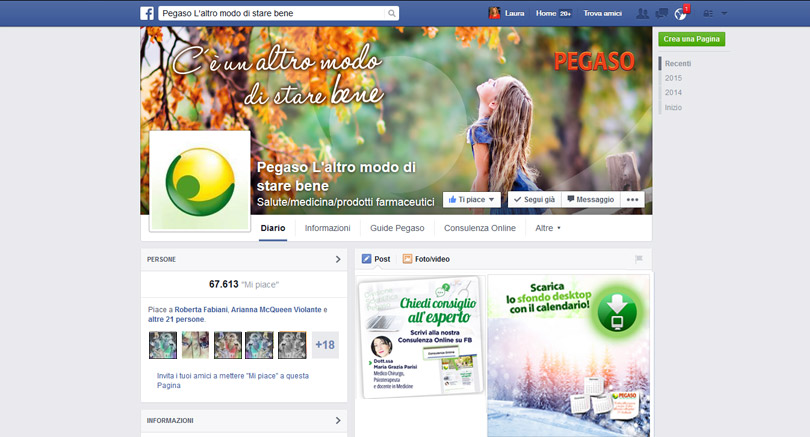 Social media management Facebook Pegaso, prodotti naturali