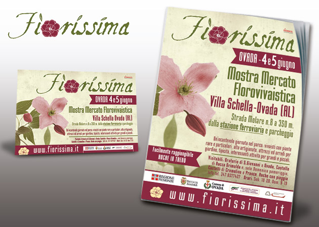 Materiale Fiera Fiorissima. Creazione logo, depliant, manifesti, locandine, striscioni, cartelloni, bandiere, segnaletica, pagine pubblicitarie,campagna web