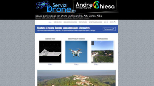 Sito di pilota drone ad Alessandria. Andrea Chiesa è Operatore SAPR certificato ENAC, Progetto Immagine