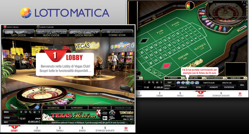 Demo tutorial di gioco interattiva del Casinò Vegas Club Lottomatica