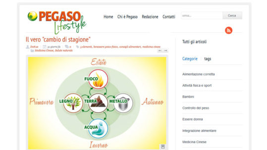 Blog Pegaso, prodotti naturali. Sito responsive, aggiornabile in wordpress, con infografiche sul mondo del Benessere