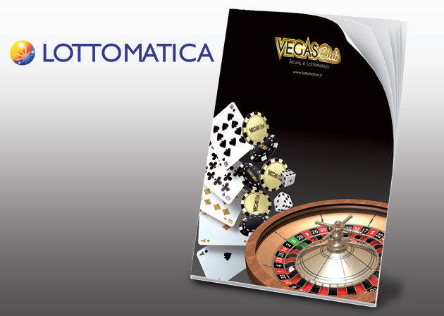 Stampa dépliant Lottomatica. Materiale BTL Casinò Vegas Club di Lottomatica. Folder e dépliant informativi esposti nelle ricevitorie Lottomatica.